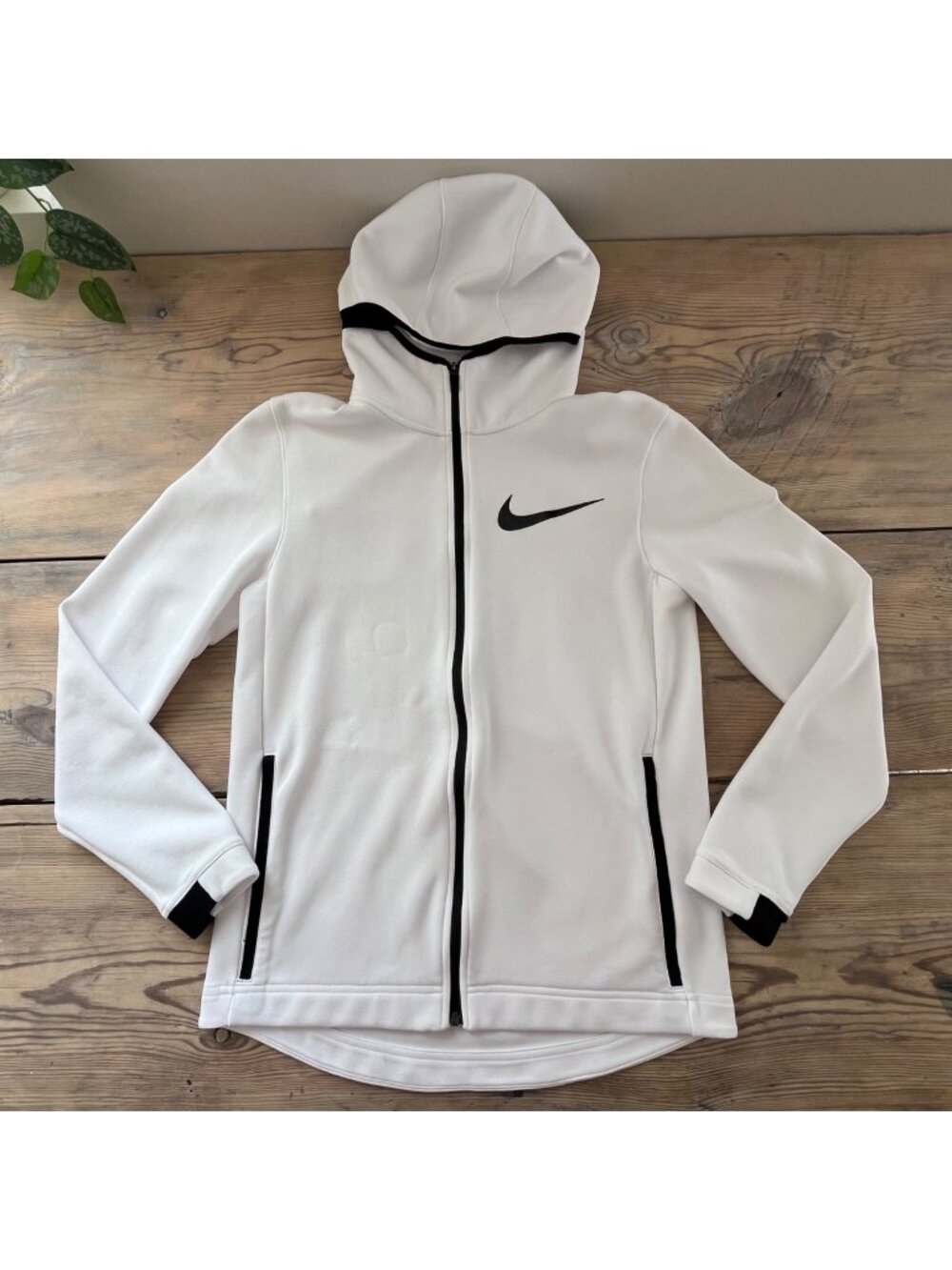 Nike Therma Flex Showtime Full Zip Hoodie Mens S White/Black Basketball